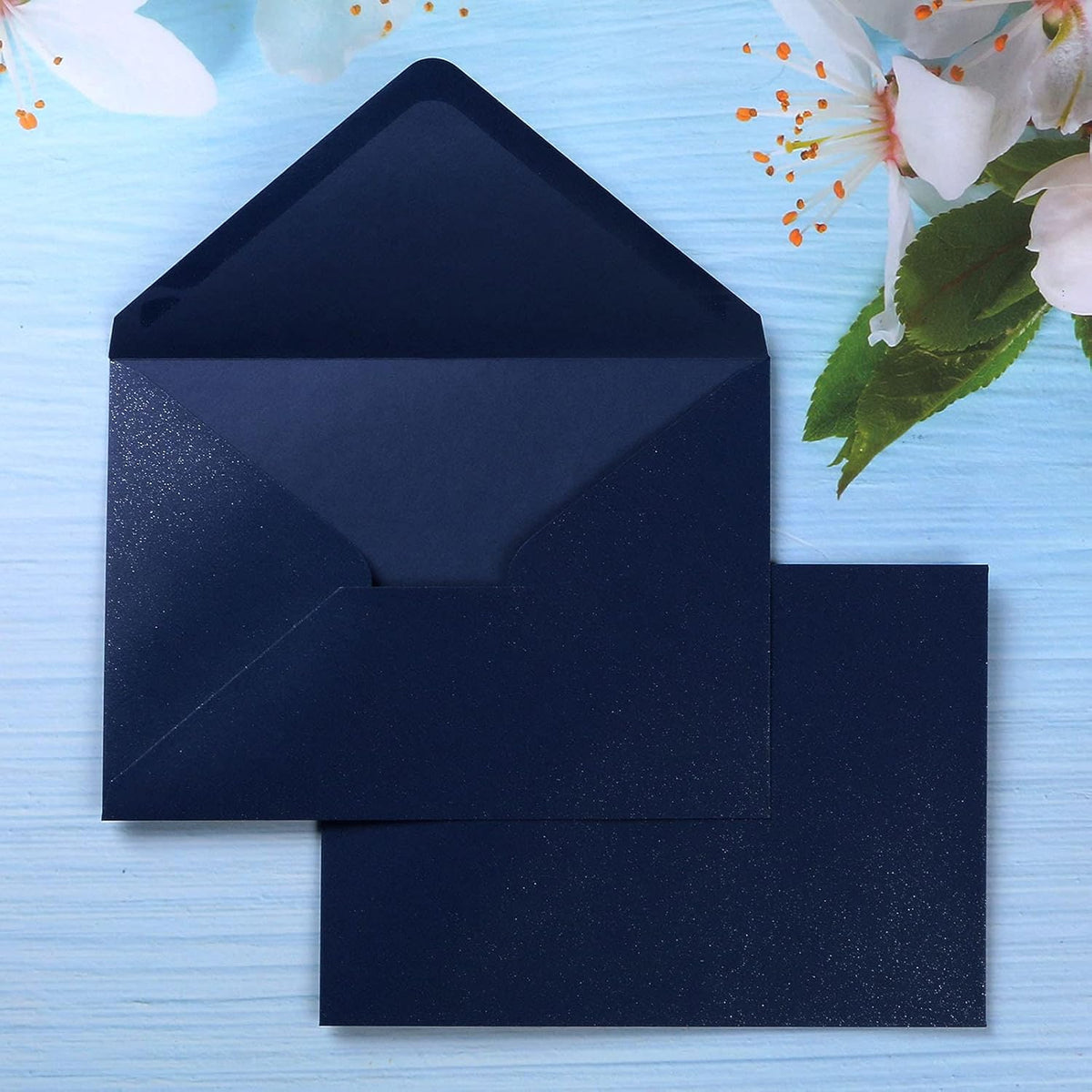 PONATIA 50 Pcs A7 Navy Blue Envelopes for 5x7 Weddings Invitation Cards