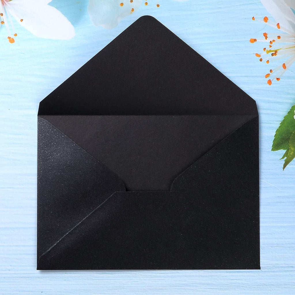 PONATIA 50 Pcs A7 Black Envelopes for 5x7 Weddings Invitation Cards
