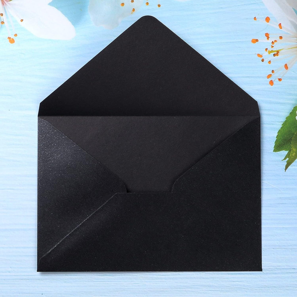 PONATIA 50 Pcs A7 Black Envelopes for 5x7 Weddings Invitation Cards
