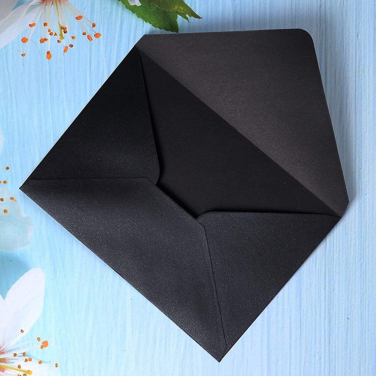 PONATIA 50 Pcs A7 Black Envelopes for 5x7 Weddings Invitation Cards