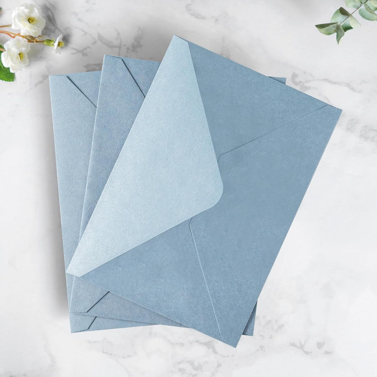PONATIA 50 Pcs A7 Dusty Blue Envelopes for 5x7 Weddings Invitation Cards