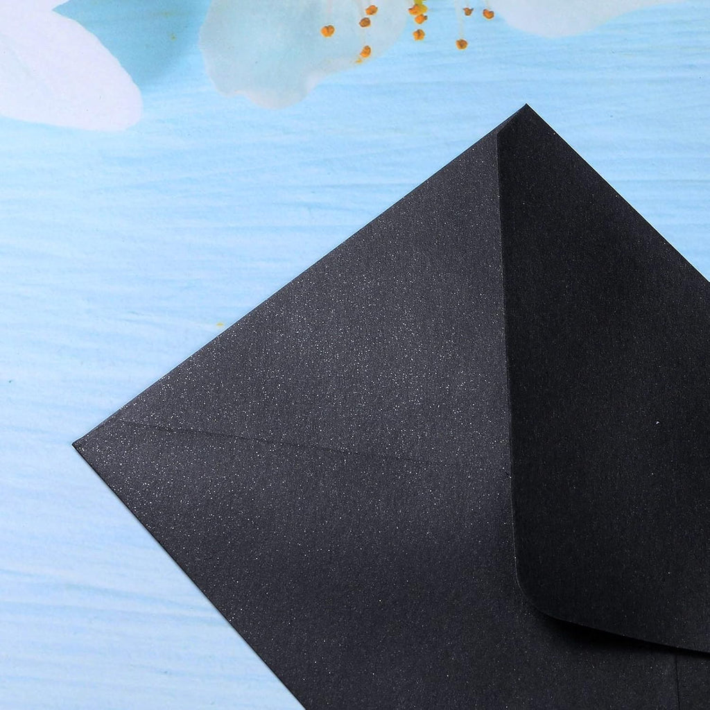 PONATIA 50 Pcs A7 Black Envelopes for 5x7 Weddings Invitation Cards