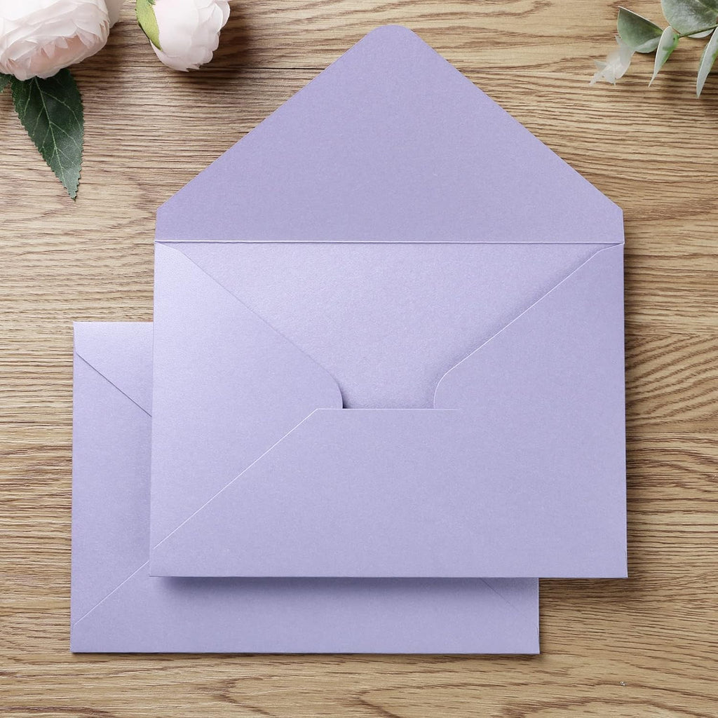 PONATIA 50 Pcs A7 Lilac Envelopes for 5x7 Weddings Invitation Cards