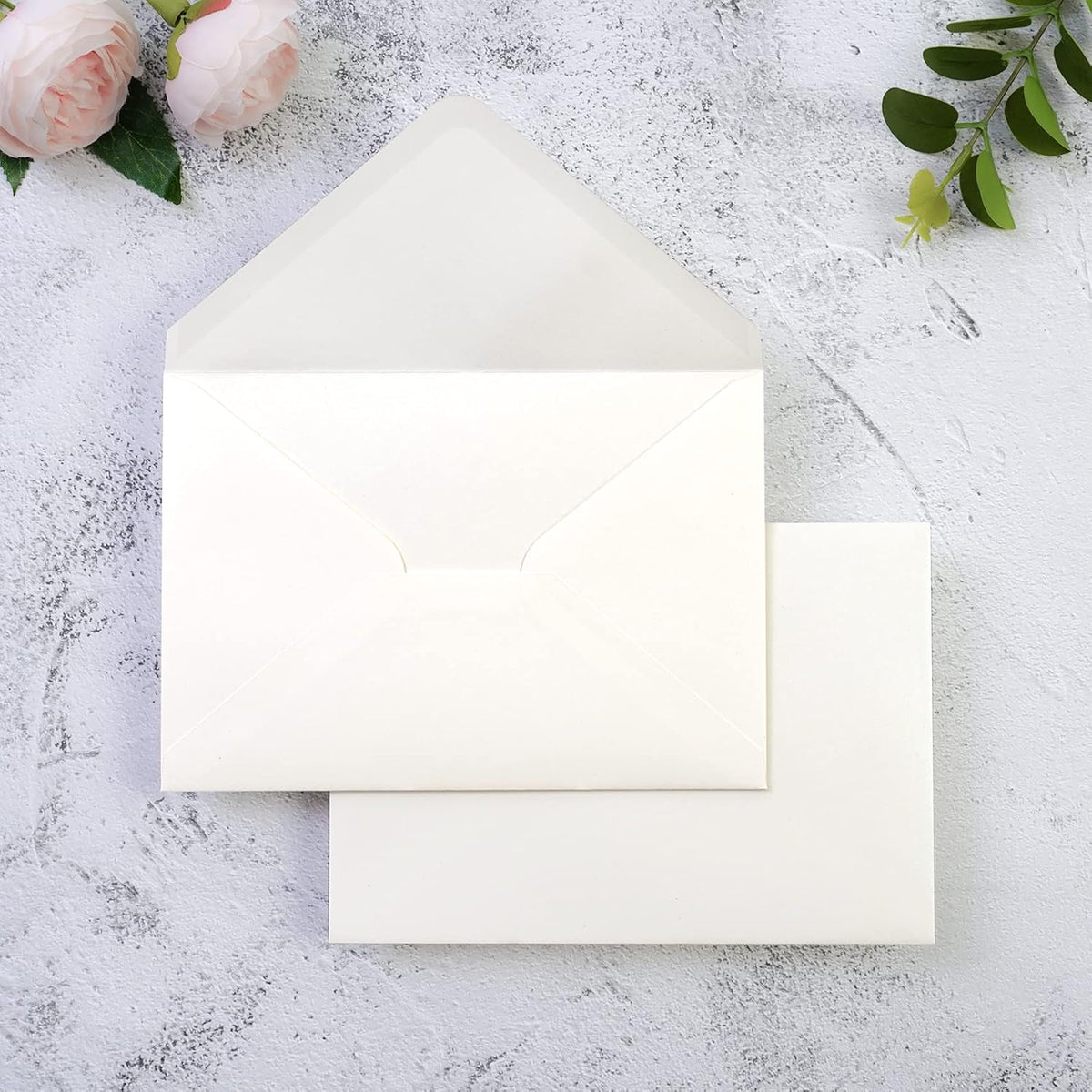 PONATIA 50 Pcs A7 Ivory Sparkle Envelopes for 5x7 Weddings Invitation Cards