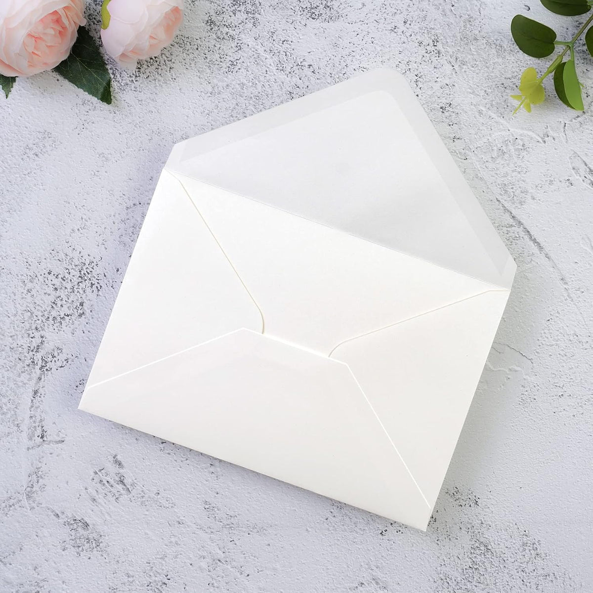 PONATIA 50 Pcs A7 Ivory Sparkle Envelopes for 5x7 Weddings Invitation Cards