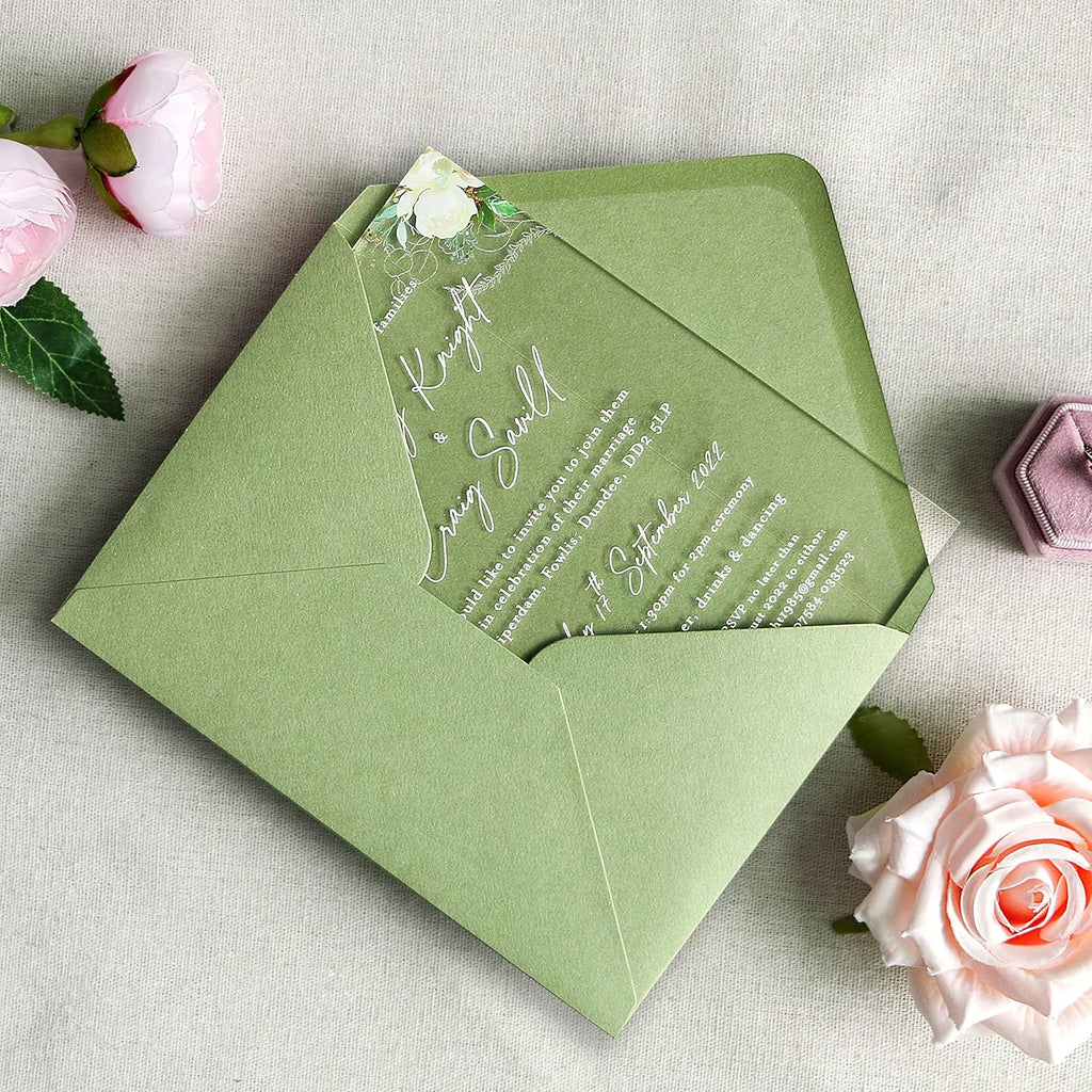 PONATIA 50 Pcs A7 Sage Green Envelopes for 5x7 Weddings Invitation Cards
