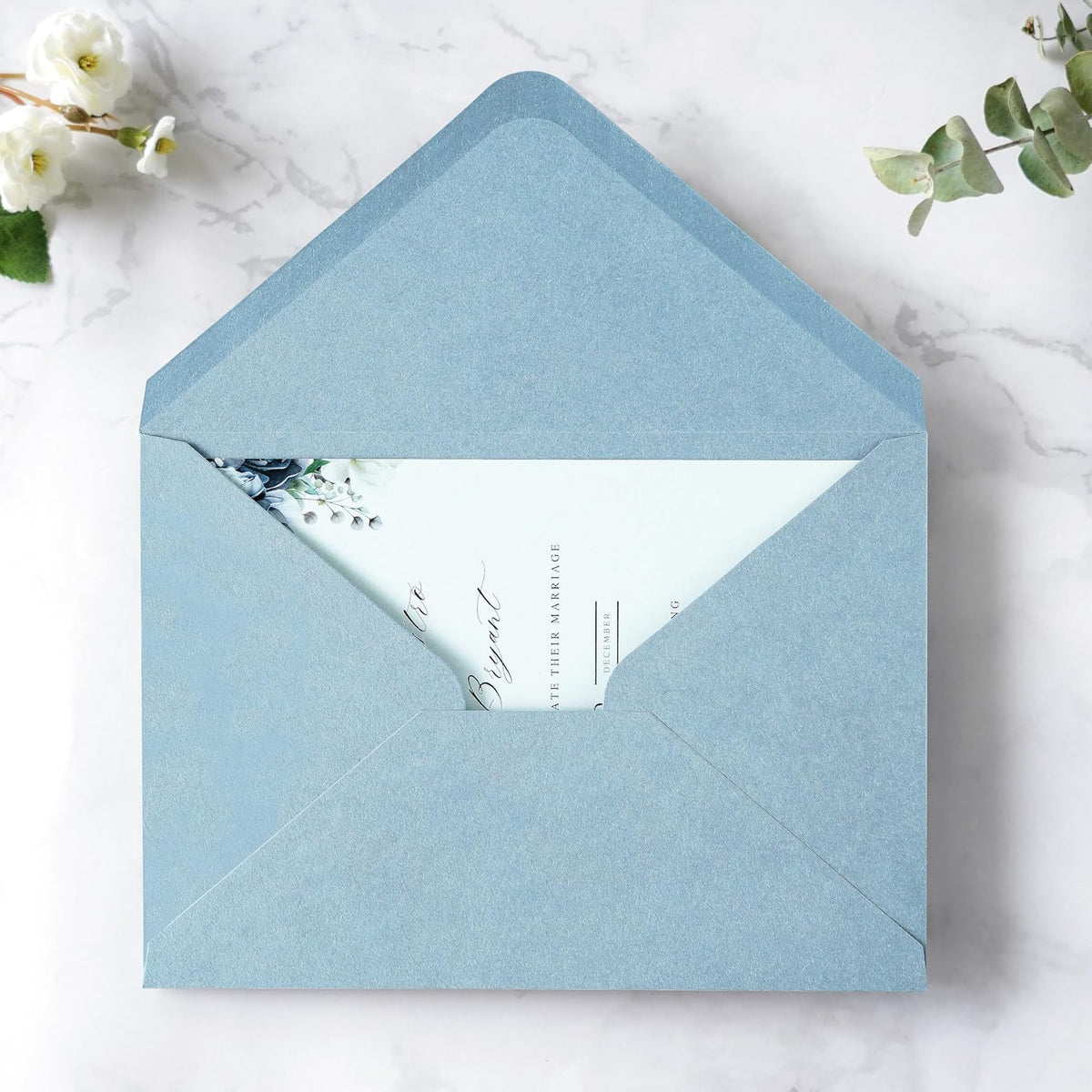 PONATIA 50 Pcs A7 Dusty Blue Envelopes for 5x7 Weddings Invitation Cards