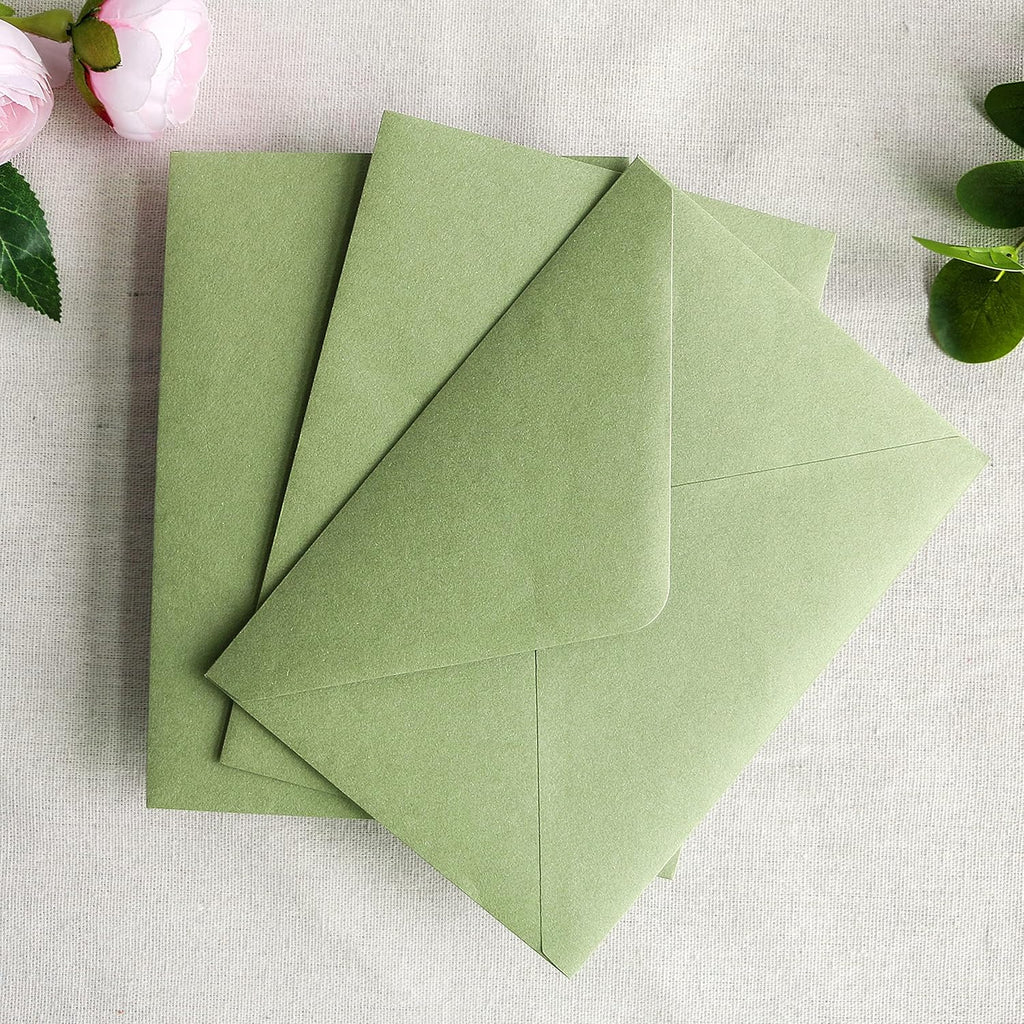 PONATIA 50 Pcs A7 Sage Green Envelopes for 5x7 Weddings Invitation Cards