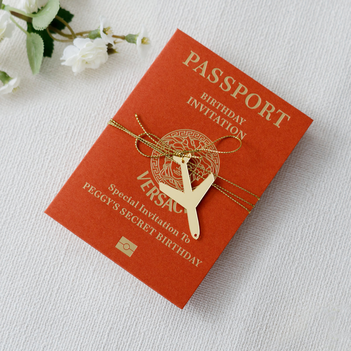 PONATIA Burnt Orange Wedding Passport Invite & Mirror Tag Passport Invitation Suite