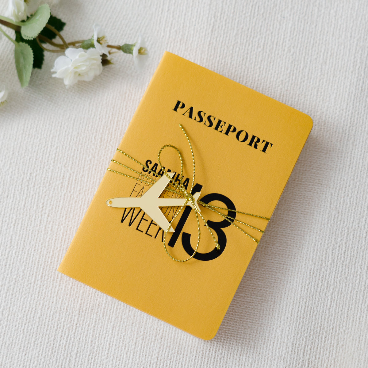 PONATIA Yellow Wedding Passport Invite & Mirror Tag Passport Invitation Suite