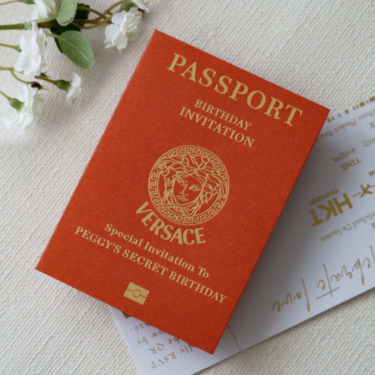 PONATIA Burnt Orange Wedding Passport Invite & Mirror Tag Passport Invitation Suite