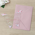 PONATIA 1mm/0.04" Dusty Rose Butterfly Clear Acrylic Quinceanera Invitation Card with Envelope