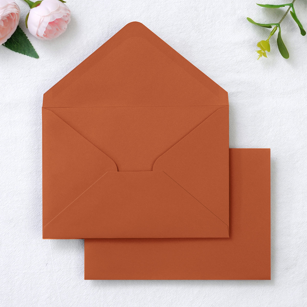 PONATIA 50 Pcs A7 Burnt Orange Envelopes for 5x7 Weddings Invitation Cards