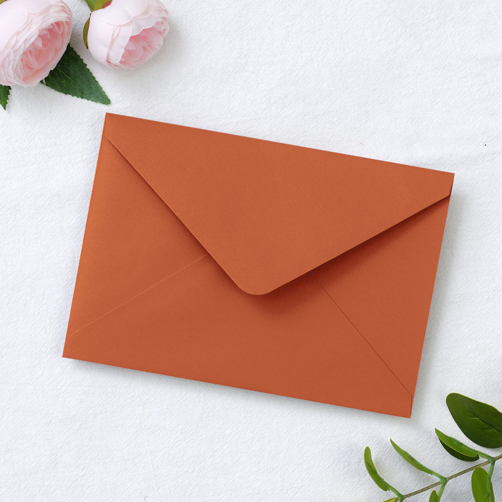 PONATIA 50 Pcs A7 Burnt Orange Envelopes for 5x7 Weddings Invitation Cards