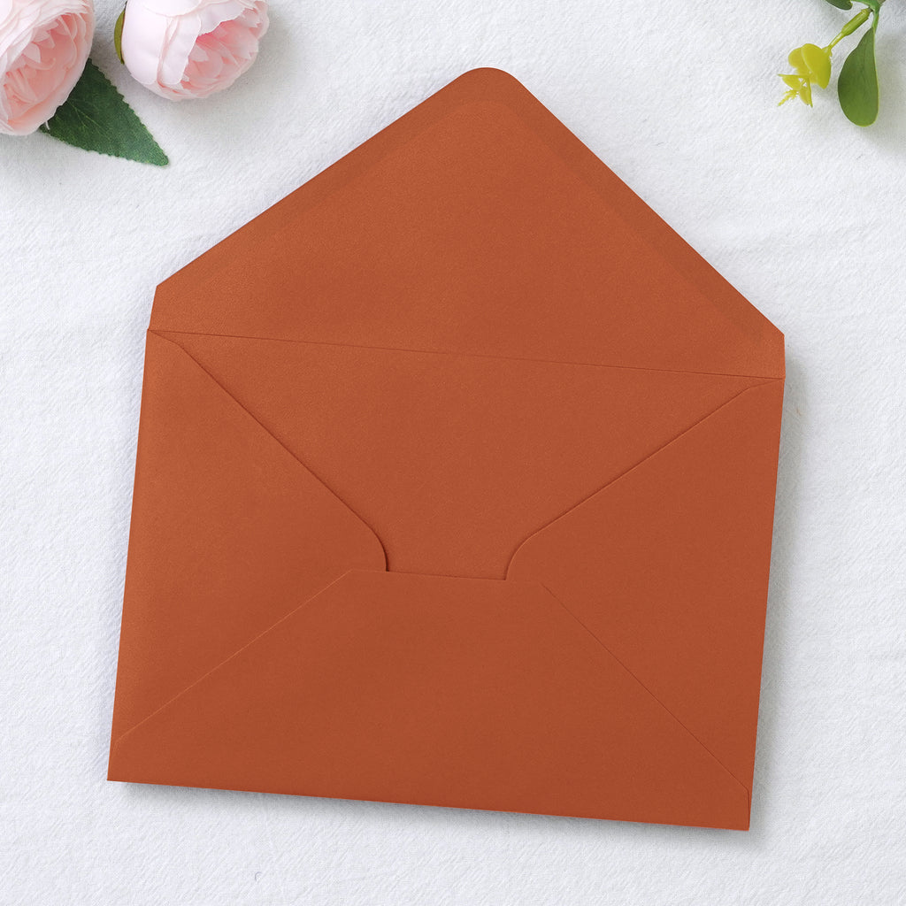 PONATIA 50 Pcs A7 Burnt Orange Envelopes for 5x7 Weddings Invitation Cards