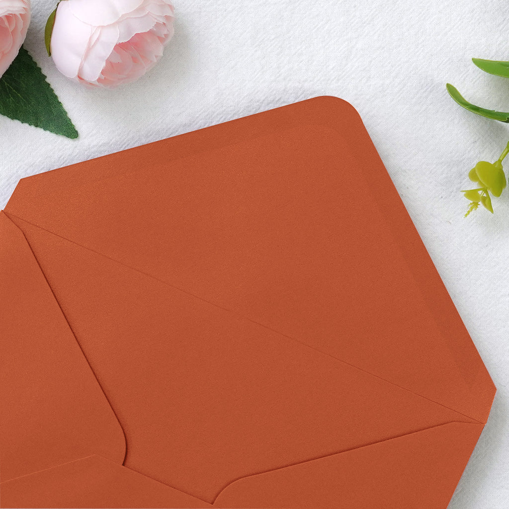 PONATIA 50 Pcs A7 Burnt Orange Envelopes for 5x7 Weddings Invitation Cards