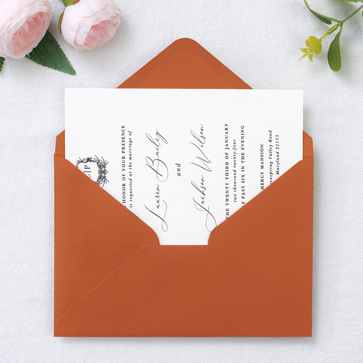 PONATIA 50 Pcs A7 Burnt Orange Envelopes for 5x7 Weddings Invitation Cards