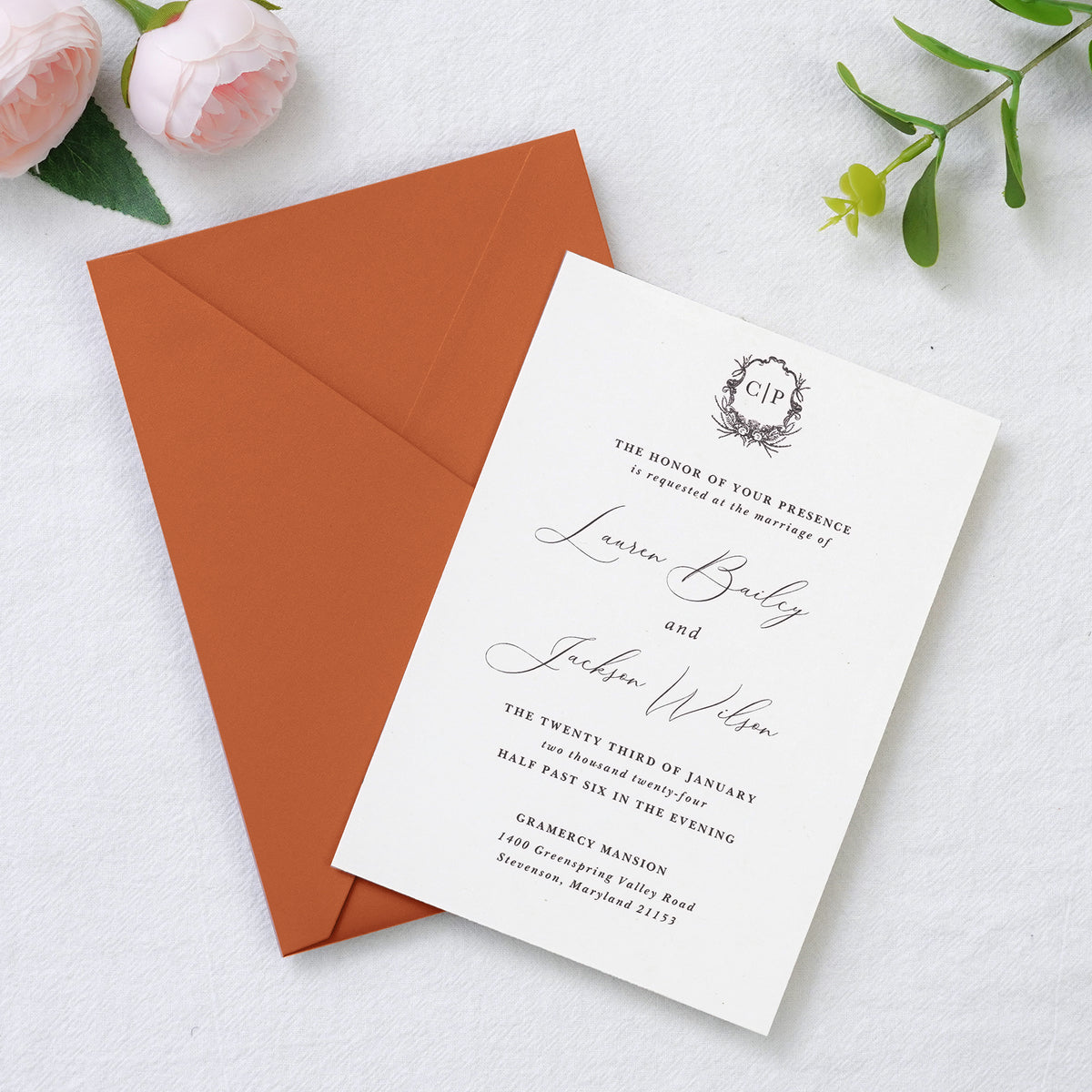 PONATIA 50 Pcs A7 Burnt Orange Envelopes for 5x7 Weddings Invitation Cards