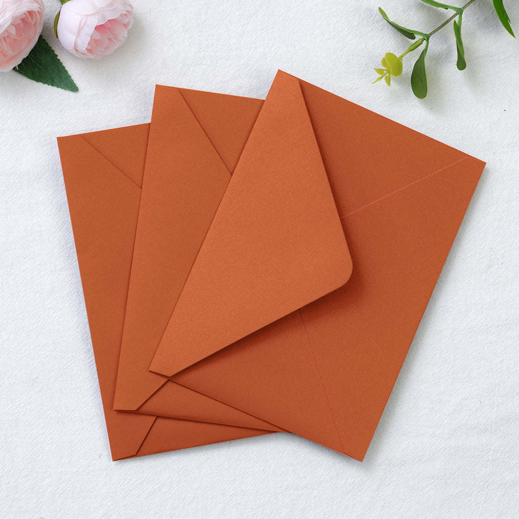 PONATIA 50 Pcs A7 Burnt Orange Envelopes for 5x7 Weddings Invitation Cards