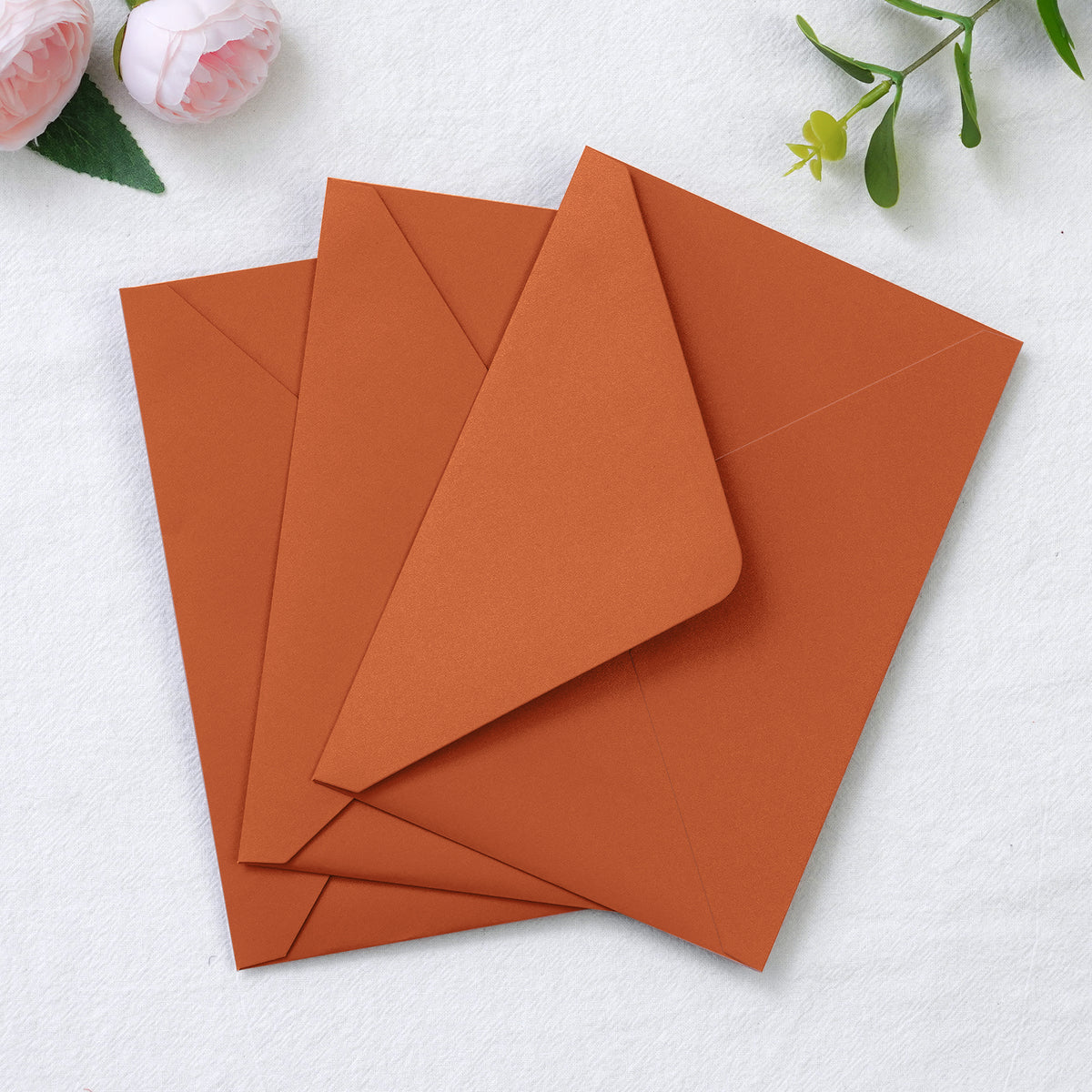 PONATIA 50 Pcs A7 Burnt Orange Envelopes for 5x7 Weddings Invitation Cards