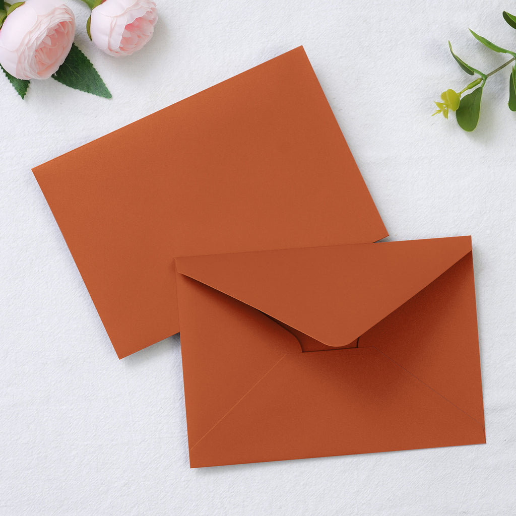 PONATIA 50 Pcs A7 Burnt Orange Envelopes for 5x7 Weddings Invitation Cards