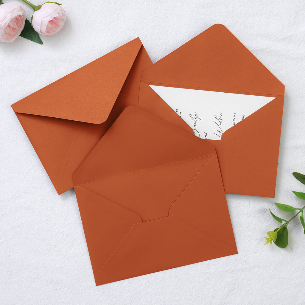 PONATIA 50 Pcs A7 Burnt Orange Envelopes for 5x7 Weddings Invitation Cards