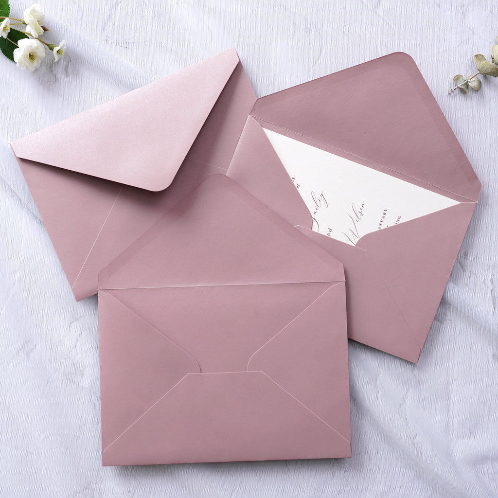PONATIA 50 Pcs A7 Dusty Rose Envelopes for 5x7 Weddings Invitation Cards