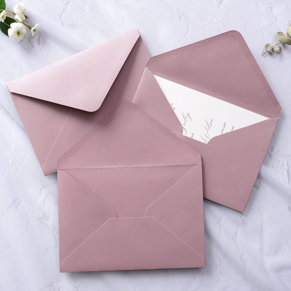PONATIA 50 Pcs A7 Dusty Rose Envelopes for 5x7 Weddings Invitation Cards