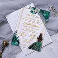 PONATIA 1mm/0.04" Emerald Green Acrylic Quinceanera Invitation Cards with Envelopes (EG029)