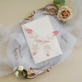 PONATIA 1mm/0.04" Red Butterfly Clear Acrylic Quinceanera Invitation Cards with Envelopes