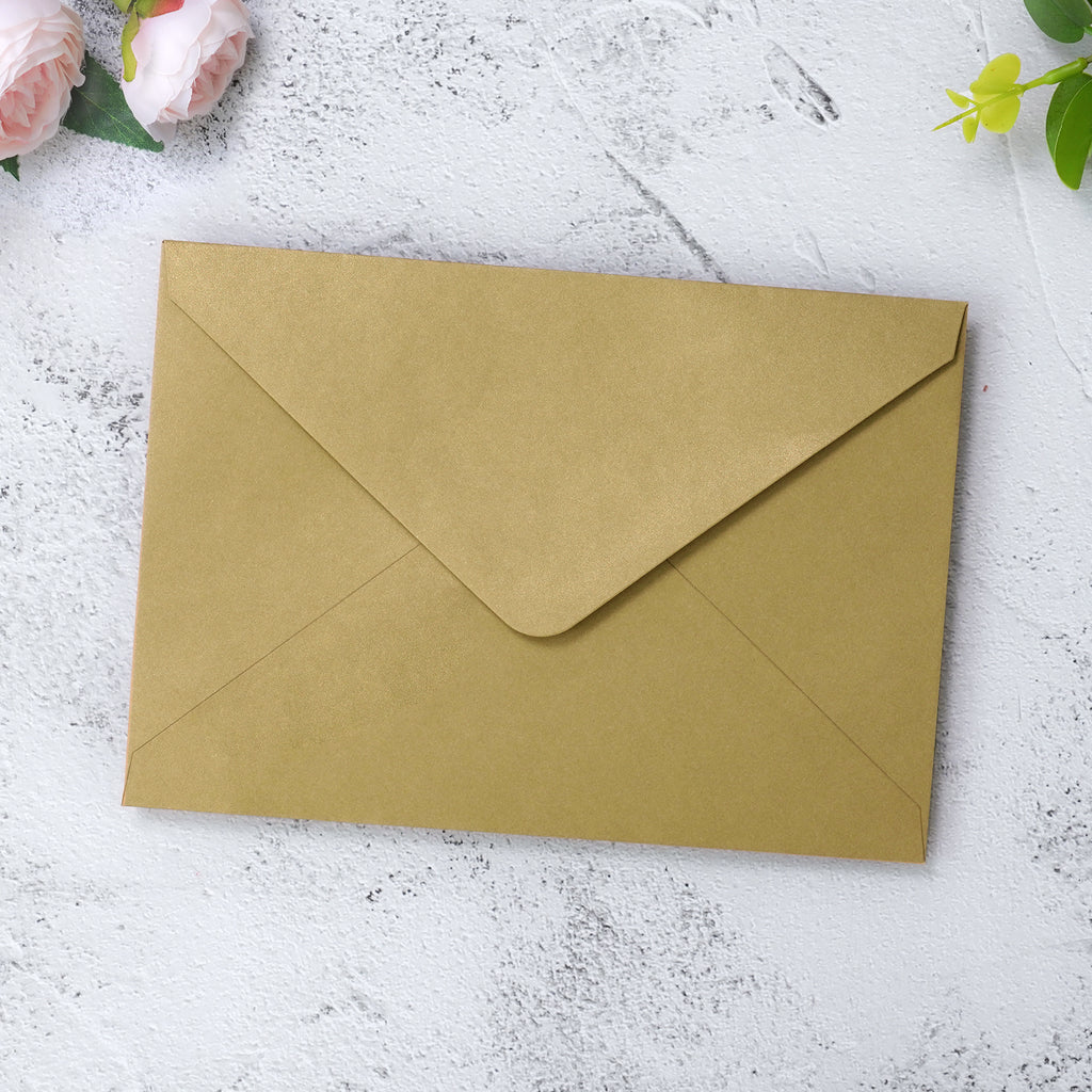 PONATIA 50 Pcs A7 Dark Gold Envelopes for 5x7 Weddings Invitation Cards