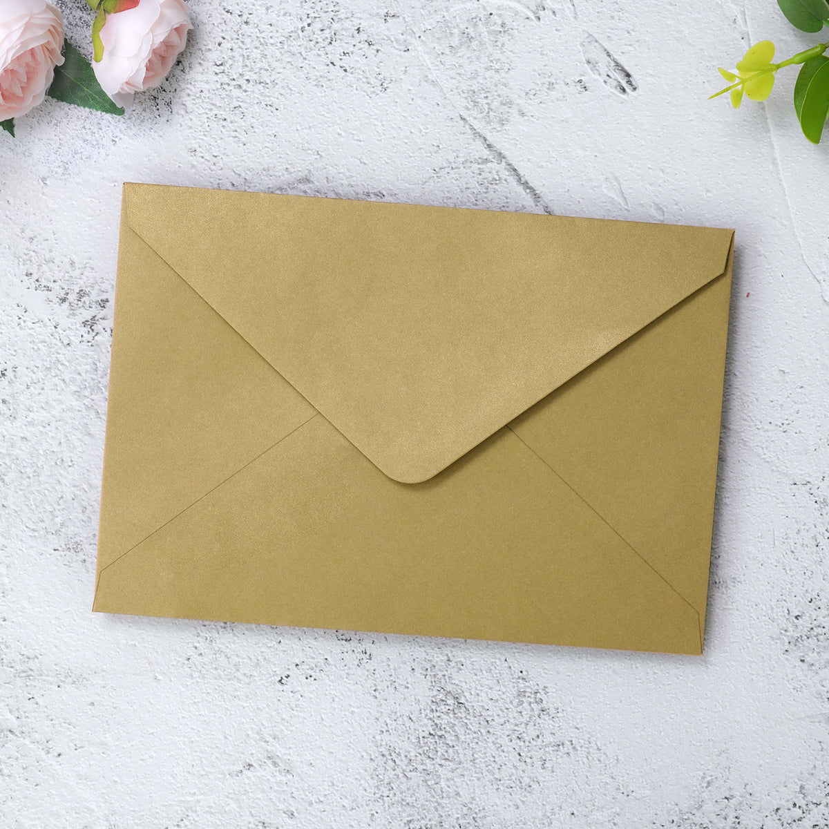PONATIA 50 Pcs A7 Dark Gold Envelopes for 5x7 Weddings Invitation Cards