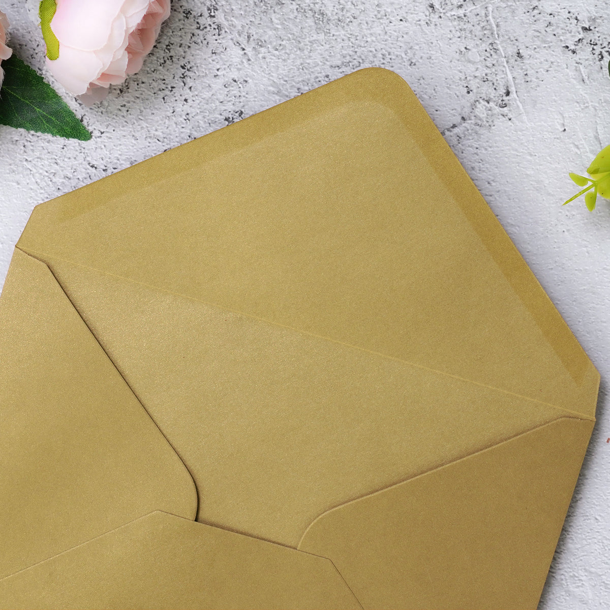 PONATIA 50 Pcs A7 Dark Gold Envelopes for 5x7 Weddings Invitation Cards