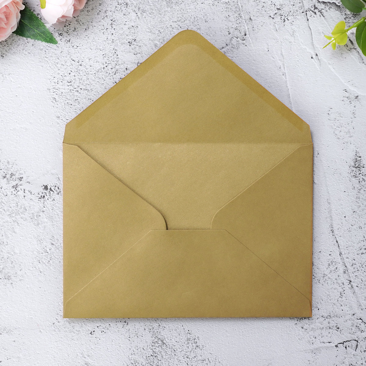 PONATIA 50 Pcs A7 Dark Gold Envelopes for 5x7 Weddings Invitation Cards