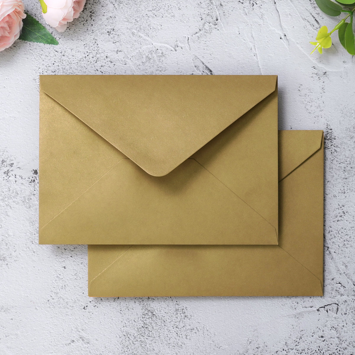 PONATIA 50 Pcs A7 Dark Gold Envelopes for 5x7 Weddings Invitation Cards