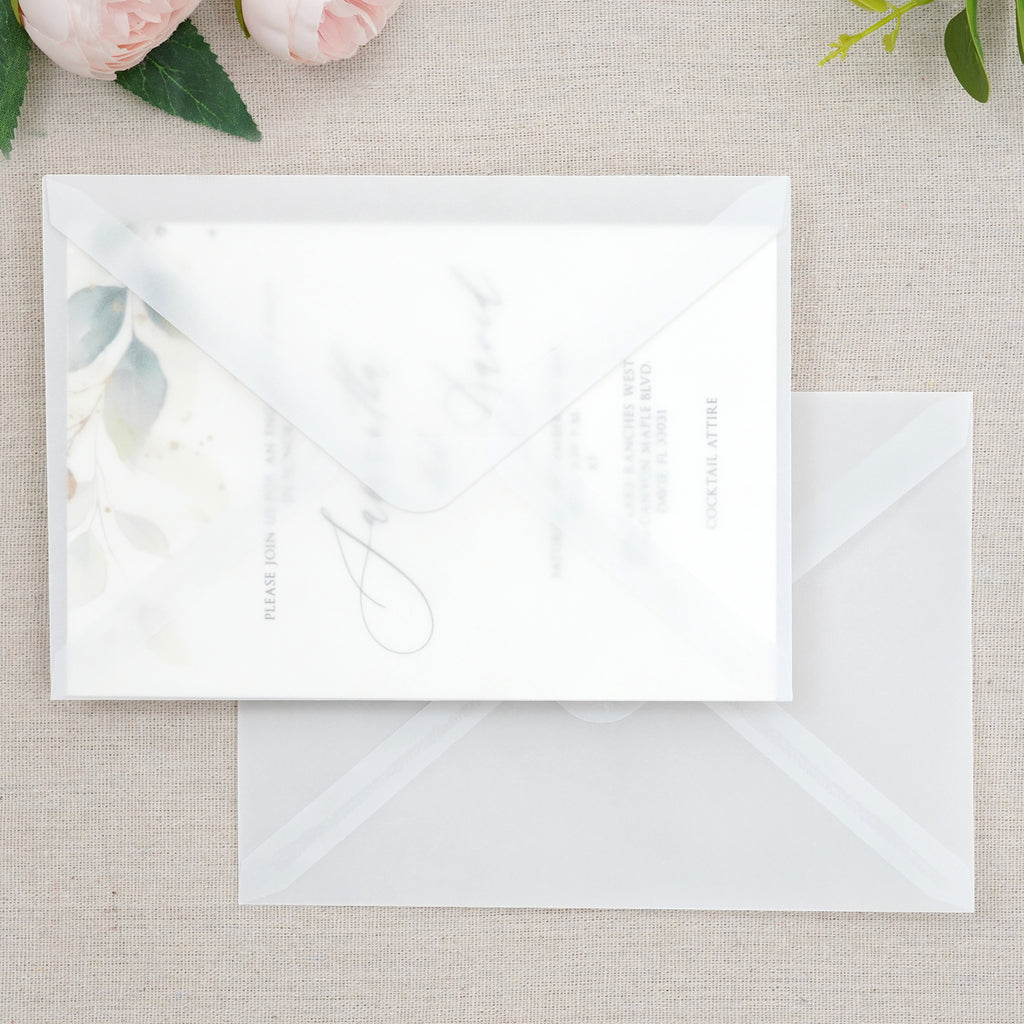 PONATIA 50 Pcs A7 Vellum Envelopes for 5x7 Weddings Invitation Cards