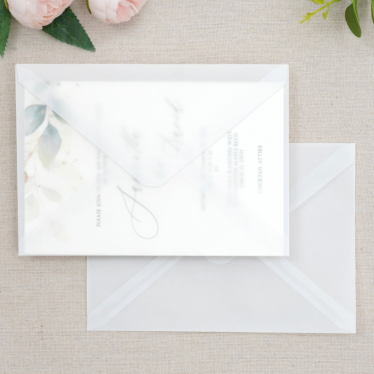 PONATIA 50 Pcs A7 Vellum Envelopes for 5x7 Weddings Invitation Cards