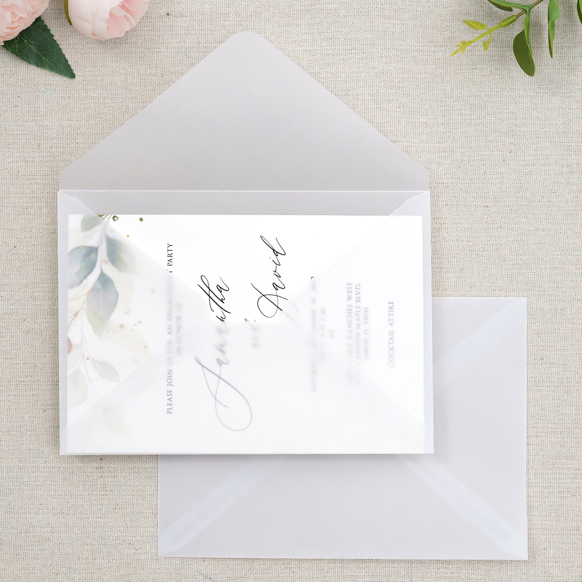 PONATIA 50 Pcs A7 Vellum Envelopes for 5x7 Weddings Invitation Cards