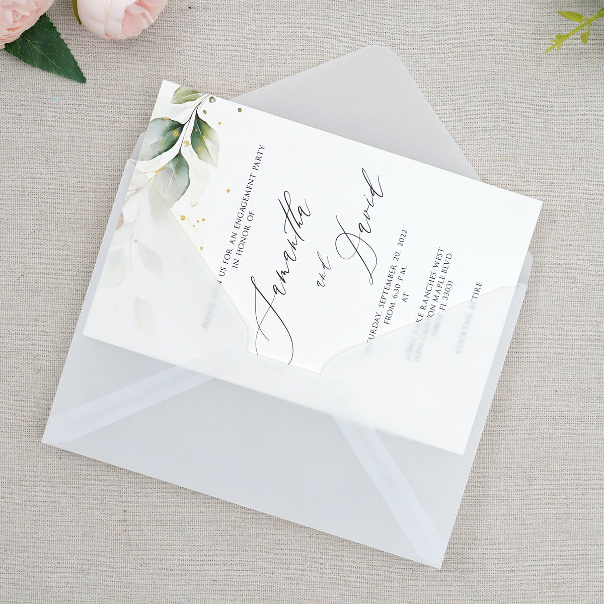 PONATIA 50 Pcs A7 Vellum Envelopes for 5x7 Weddings Invitation Cards