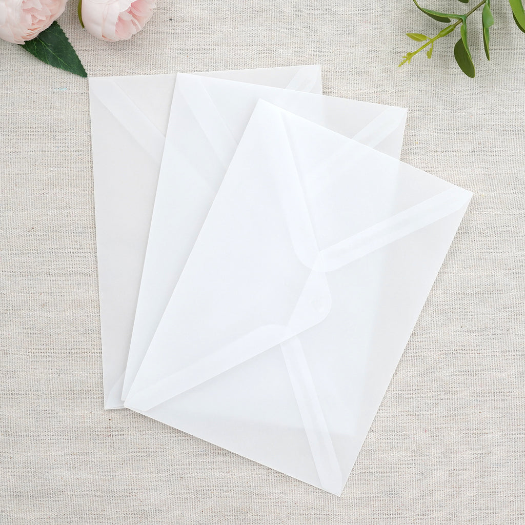 PONATIA 50 Pcs A7 Vellum Envelopes for 5x7 Weddings Invitation Cards