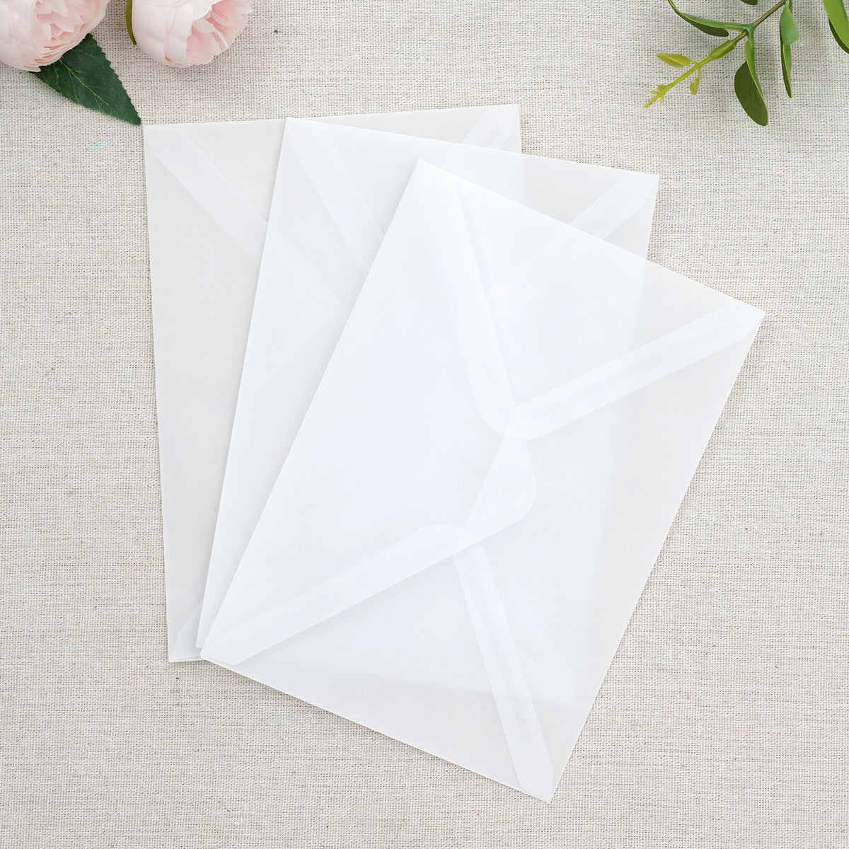 PONATIA 50 Pcs A7 Vellum Envelopes for 5x7 Weddings Invitation Cards
