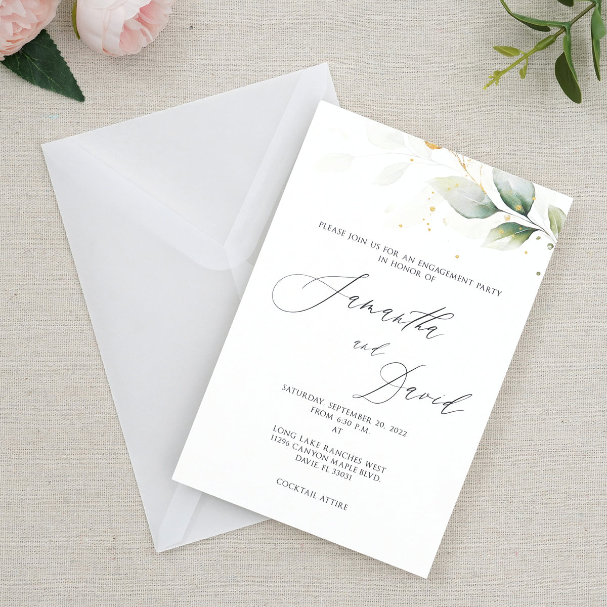 PONATIA 50 Pcs A7 Vellum Envelopes for 5x7 Weddings Invitation Cards