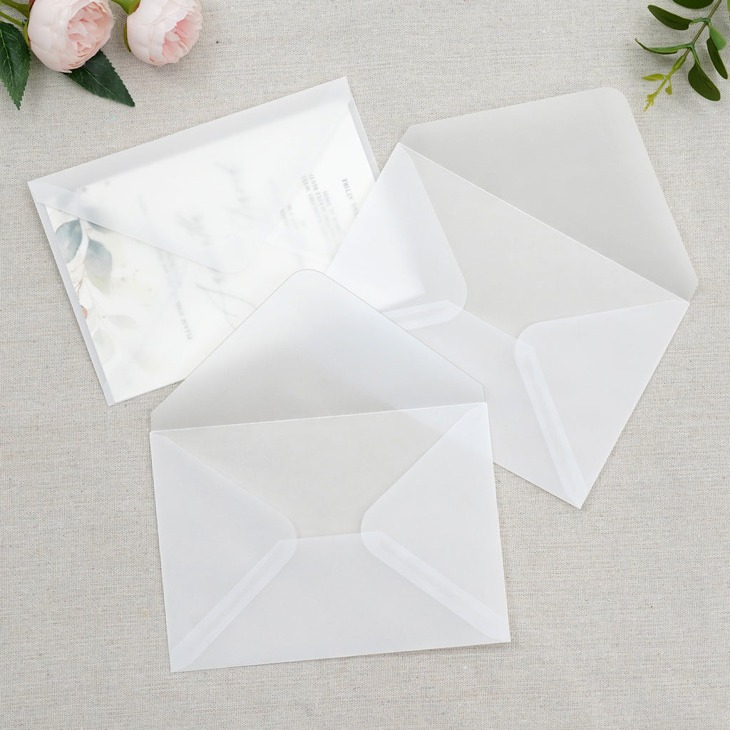 PONATIA 50 Pcs A7 Vellum Envelopes for 5x7 Weddings Invitation Cards