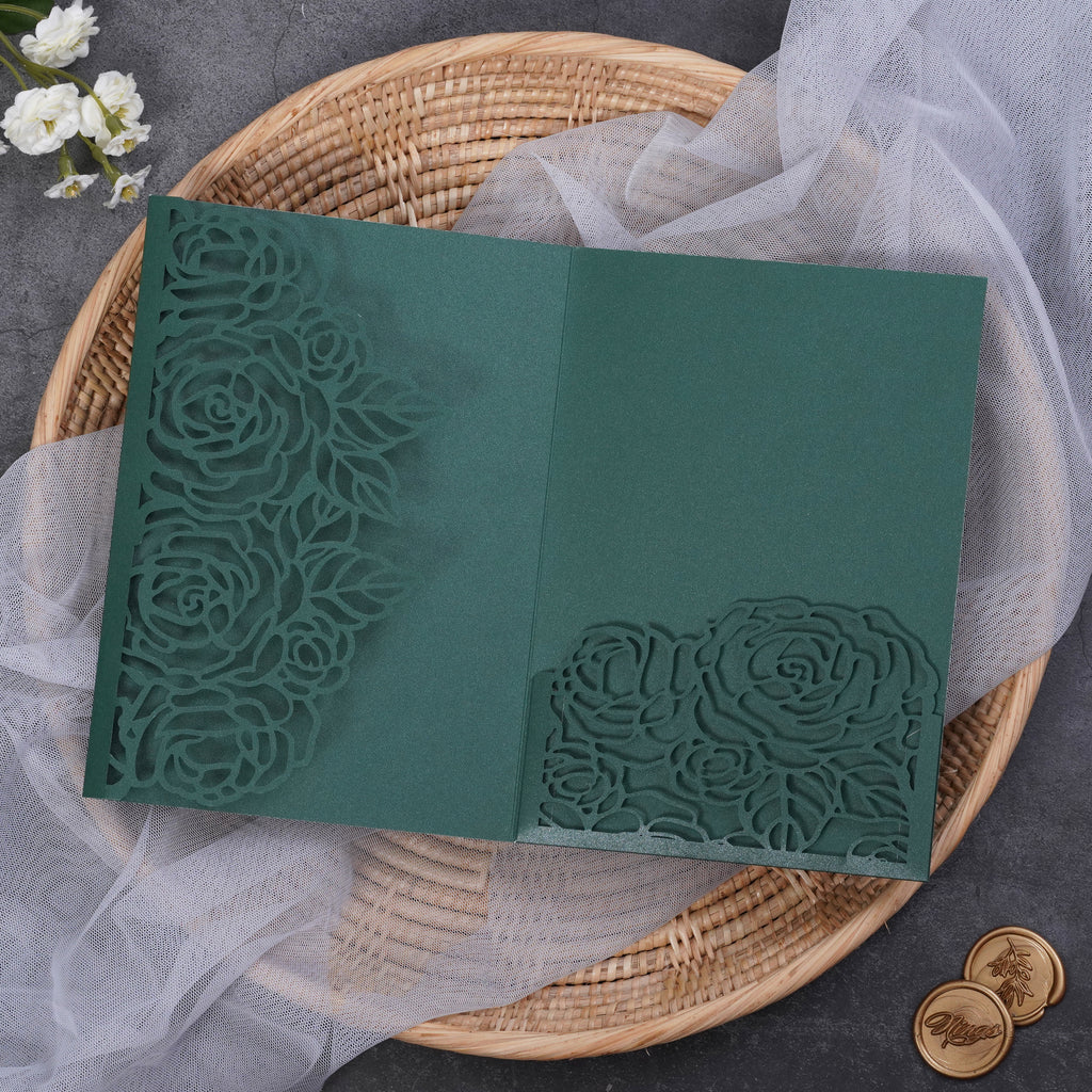 PONATIA Rose Design Tri-fold Laser Cut Pockets Collection PA-254