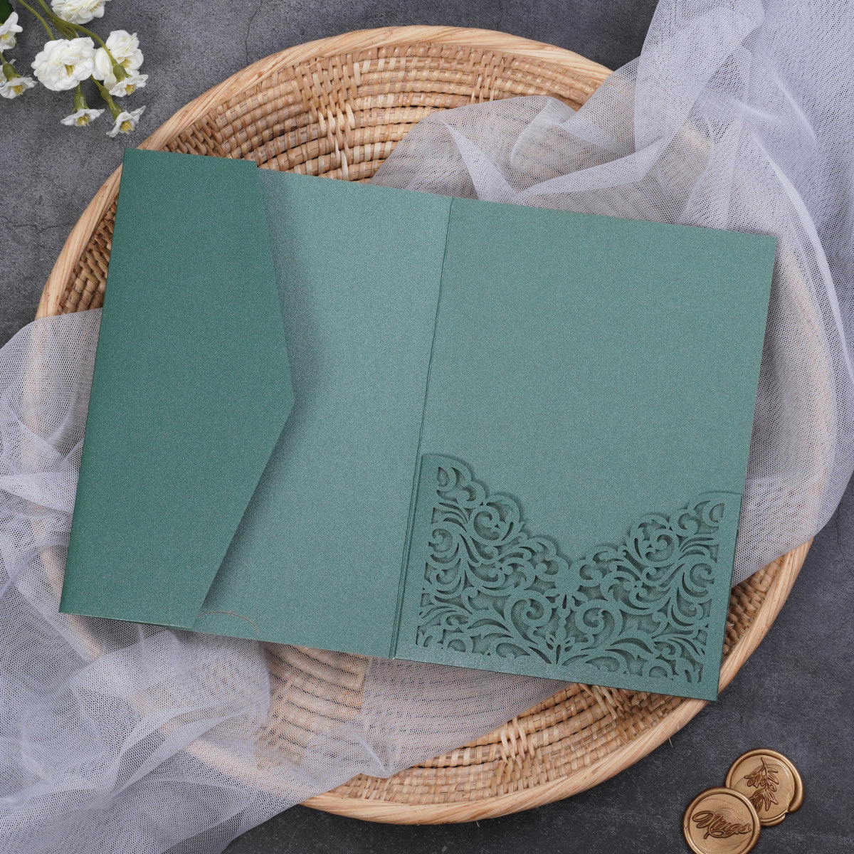 PONATIA Two-color Classic Tri-fold Laser Cut Pockets PA-121