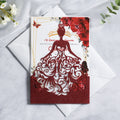 PONATIA Red Glitter Laser Cut Crown Sweet 16 Invitations Cards With Envelopes