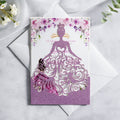 PONATIA Purple Glitter Laser Cut Crown Sweet 16 Invitations Cards With Envelopes