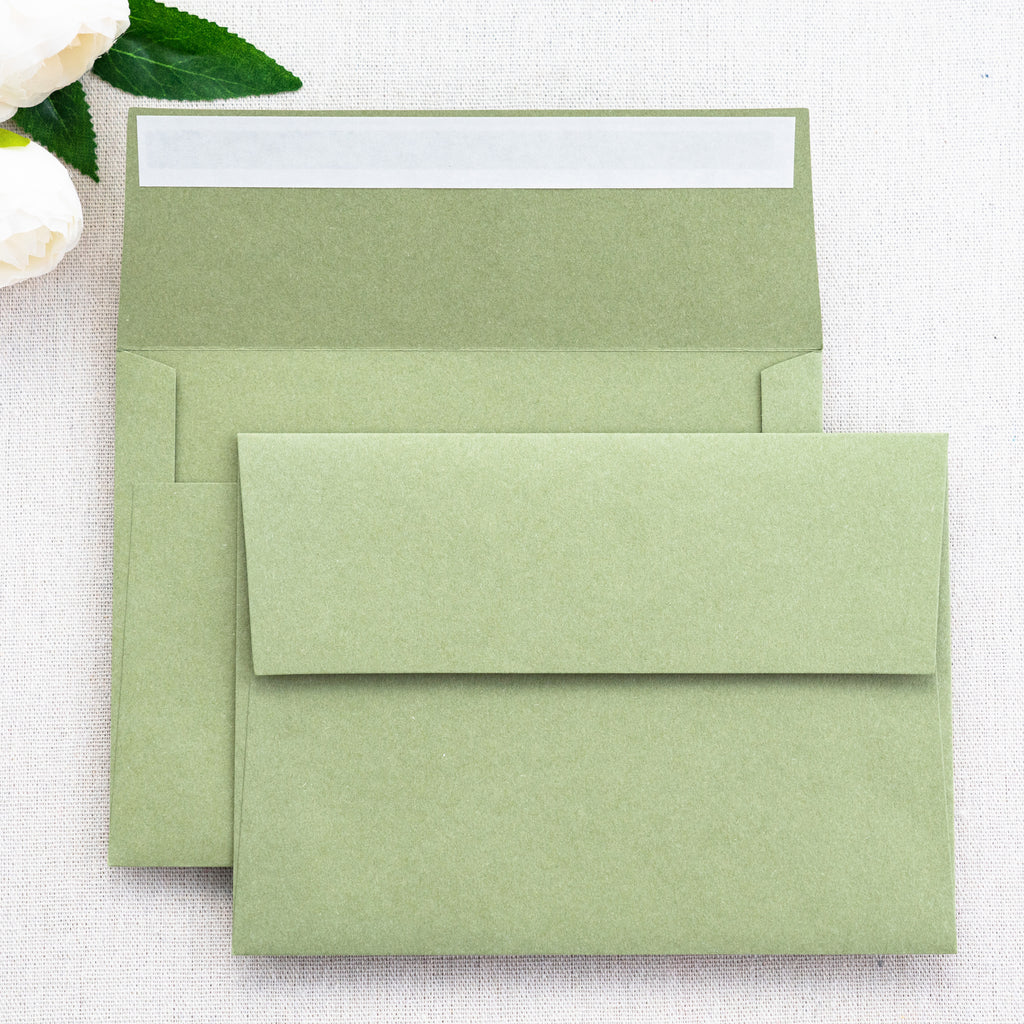 PONATIA 50 Pieces 5x7 Sage Green Envelopes, A7 Envelopes Self Seal for Weddings, Invitation Cards