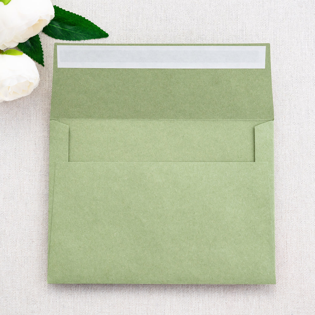 PONATIA 50 Pieces 5x7 Sage Green Envelopes, A7 Envelopes Self Seal for Weddings, Invitation Cards