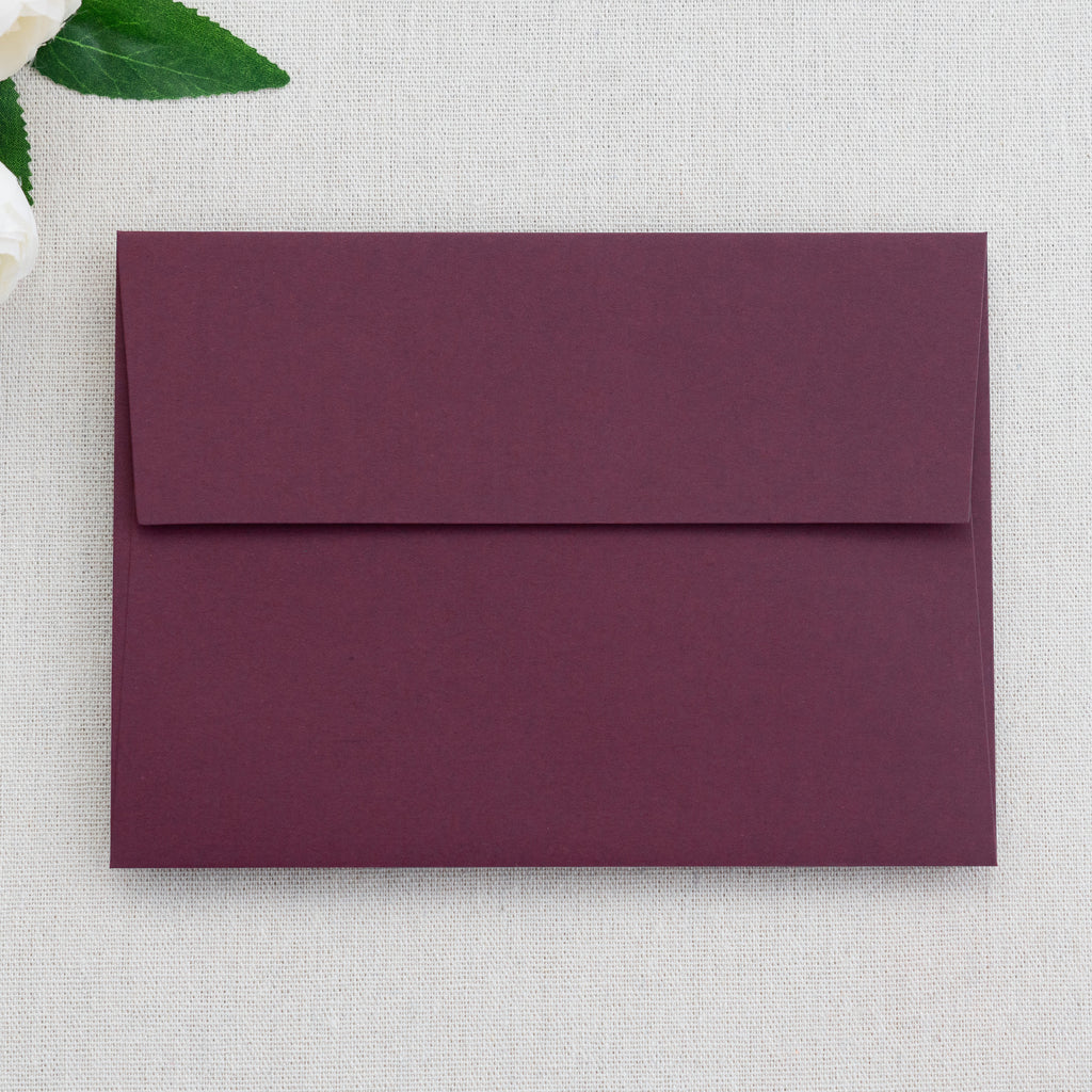 PONATIA 50 Pieces 5x7 Burgundy Envelopes, A7 Envelopes Self Seal for Weddings, Invitation Cards